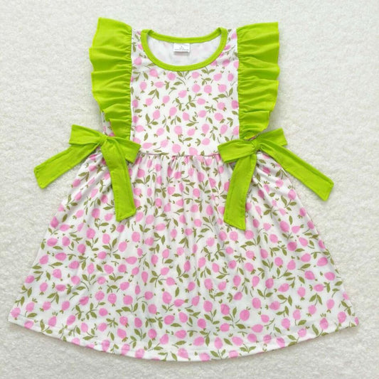 Baby Girls Summer Vintage Pink Flower Dress