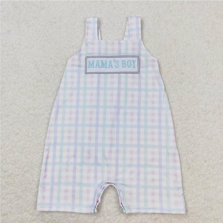 SR1092 Newborn Baby Mama's Boys Gingham Romper