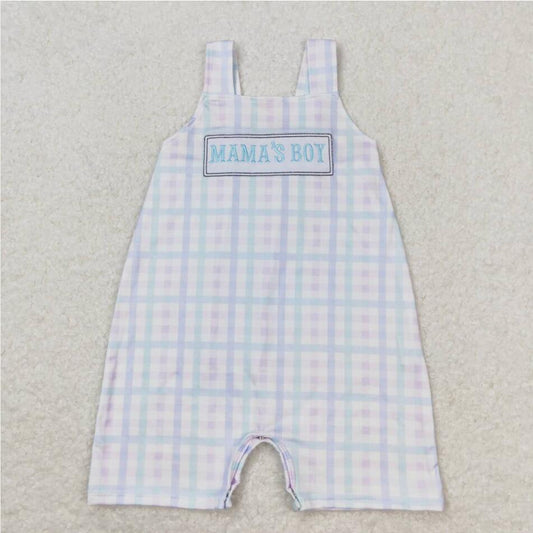 SR1092 Newborn Baby Mama's Boys Gingham Romper