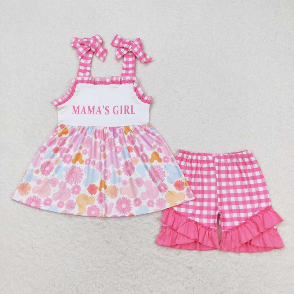 GSSO0819 Summer Mama's Girl Cartoon Mouse Flower Outfit