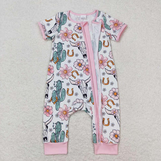 SR1109 Western Design Baby Girls Zipper Romper