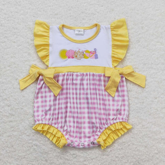 SR0701 Newborn Girls Beach Game Bubble Romper