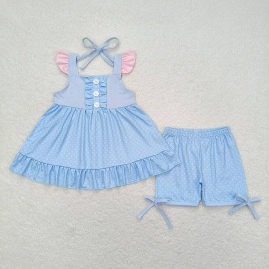 GSSO0973 Baby Girls Blue Color Shorts Set