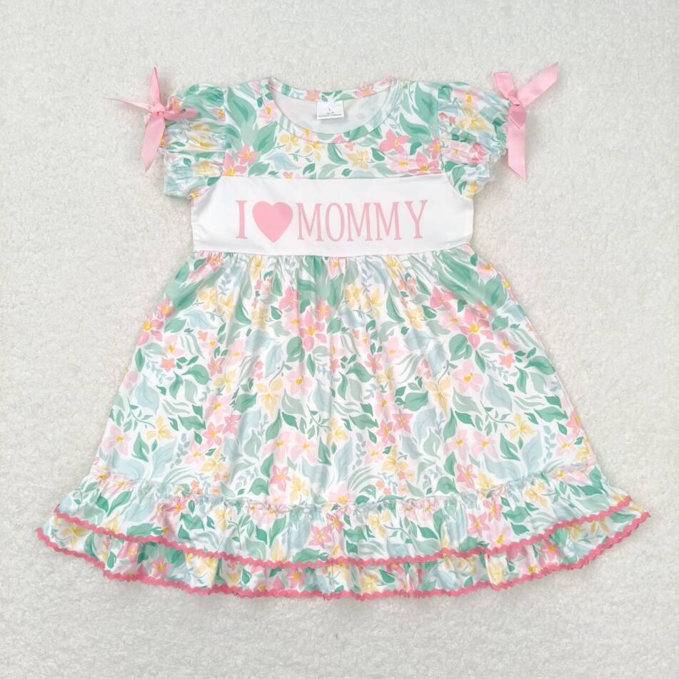 Baby Girls I Love Mommy Floral Embroidery Dress