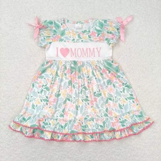 Baby Girls I Love Mommy Floral Embroidery Dress