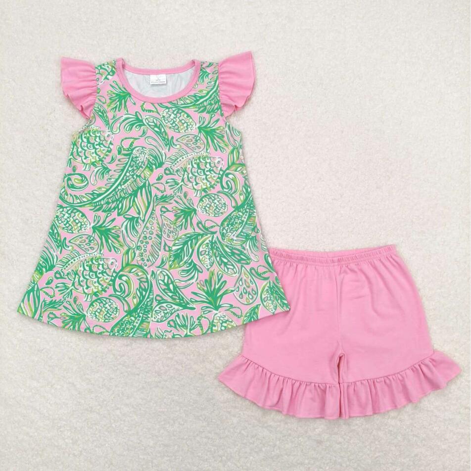 Baby Girls Tunic Top Pink Ruffle Shorts Set