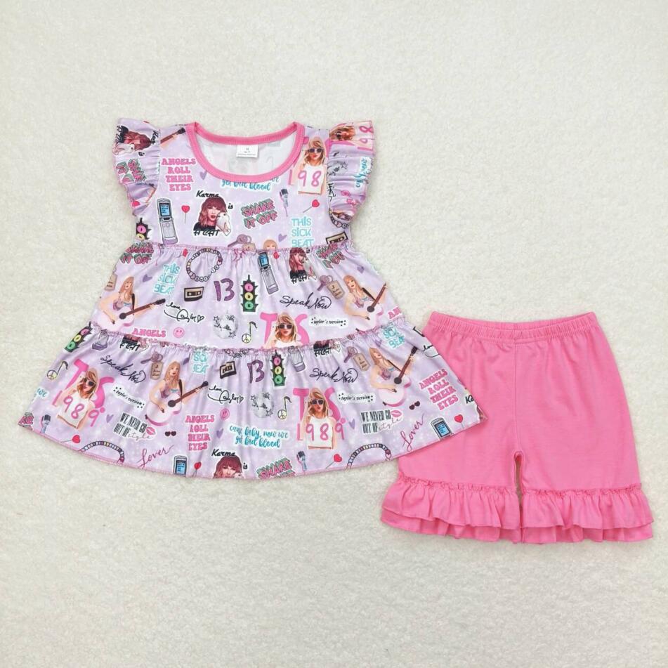 GSSO0676 Baby Girls Summer Swiftie Singer Fans Shorts Set