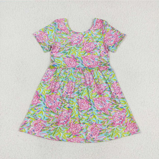 GSD1118 Baby Girls Sea Turtle Short Sleeve Dress