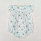 SR1180 Newborn Baby Girls Green Floral Romper