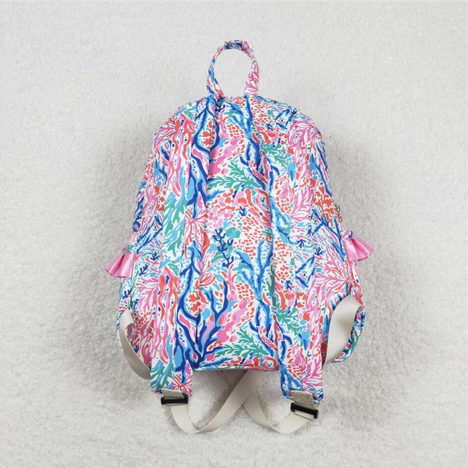 BA0185 Baby Girls Pink Blue Flowers Backpack Back Bags