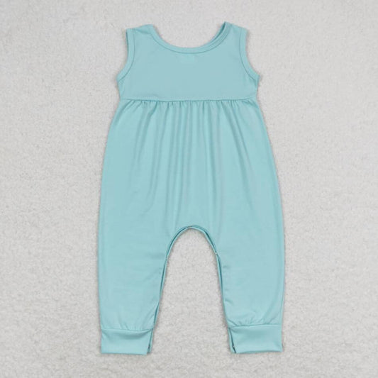 SR1446 Newborn Baby Girls Aqua Sleeveless Romper