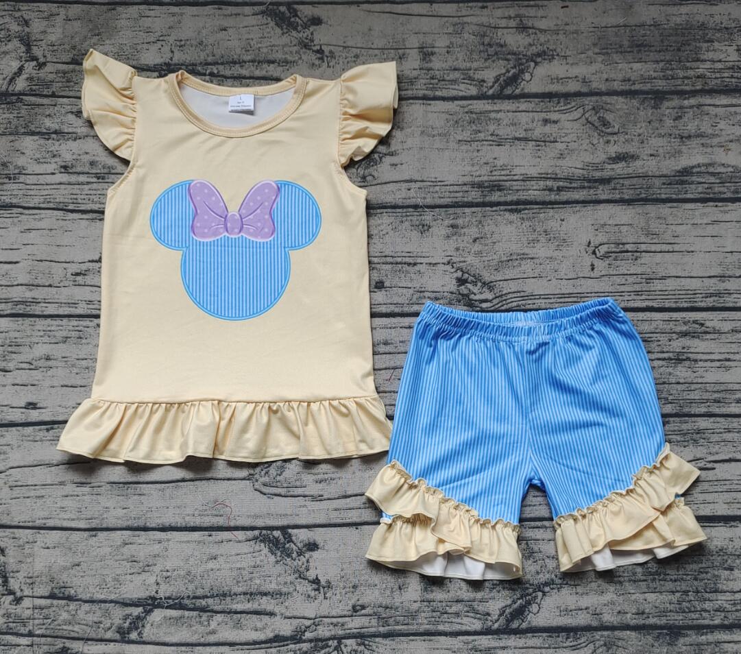 Wholesale Blue Cute Baby Kids Design Boutique Kid Clothing Set