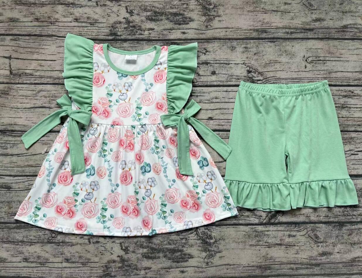 Wholesale Flower Cute Baby Kids Design Boutique Kid Clothing Set