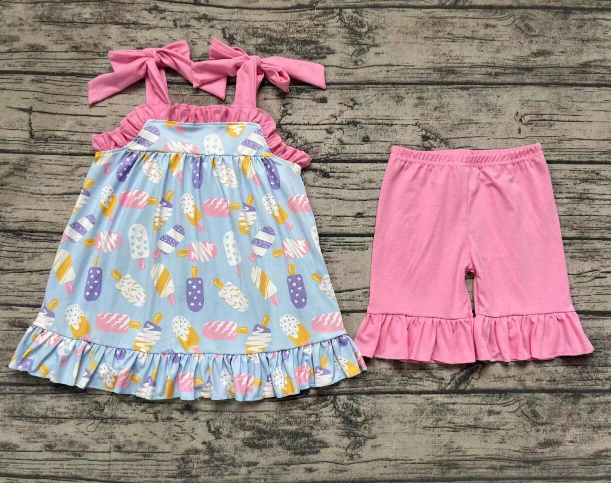 Wholesale Ice cream Cute Baby Kids Design Boutique Kid Clothing Set