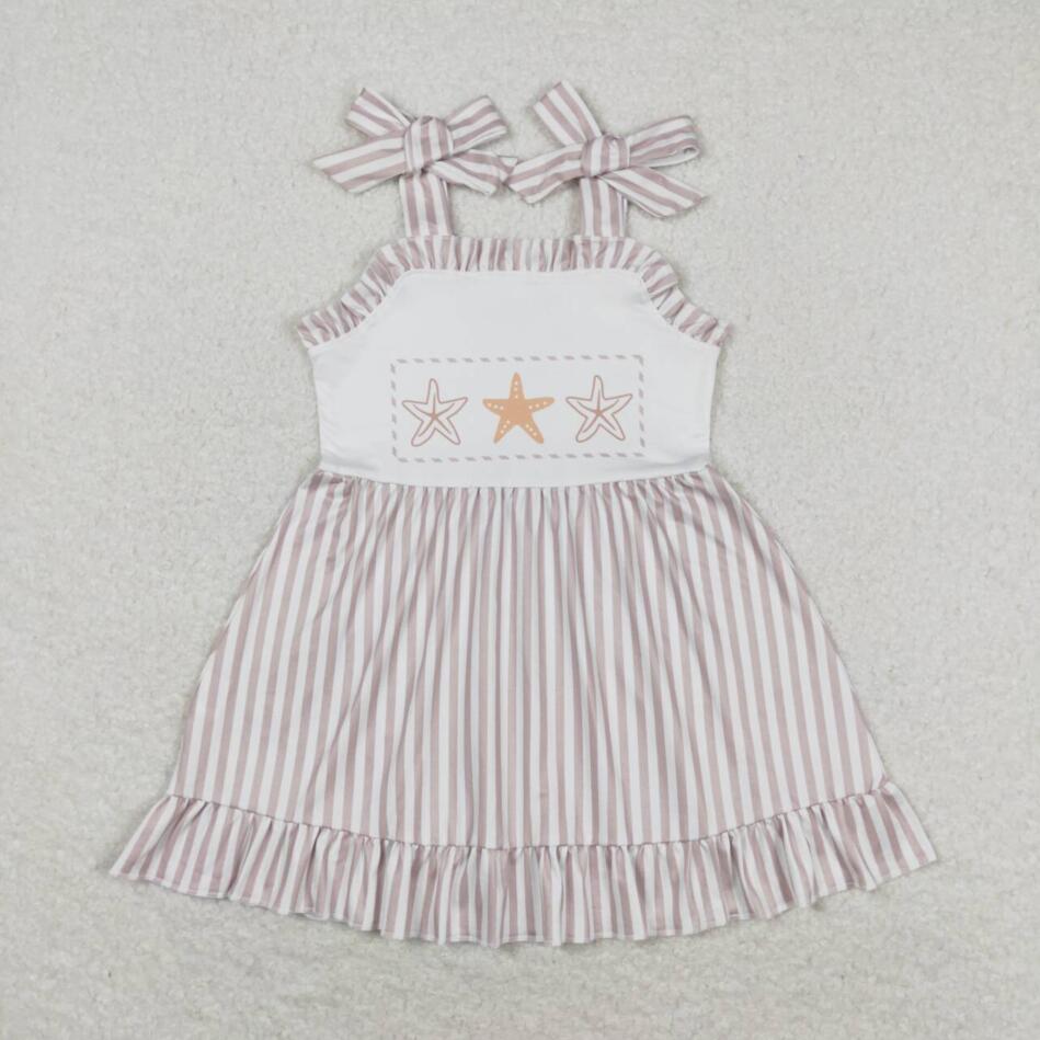 GSD1106 Baby Girls Starfish Strap Dress With Ruffle