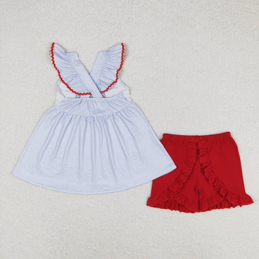 GSSO0798 July 4th Girls Clothing Popsicle Top Matching Red Shorts Set