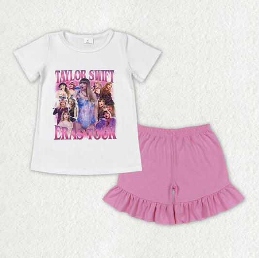 GSSO1389 Taylor Swift Eras Tour Top Cotton Pink Shorts Outfit