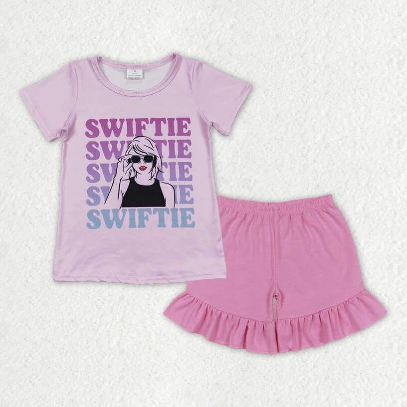 GSSO1388 Swiftie Top Cotton Pink Shorts Outfit