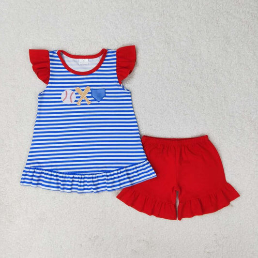 Baby Girls Baseball Red Shorts Set