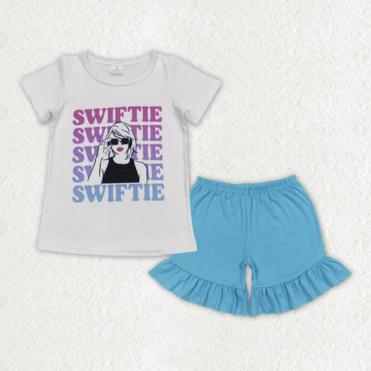 GSSO1381 Swiftie op Cotton Blue Shorts Outfit