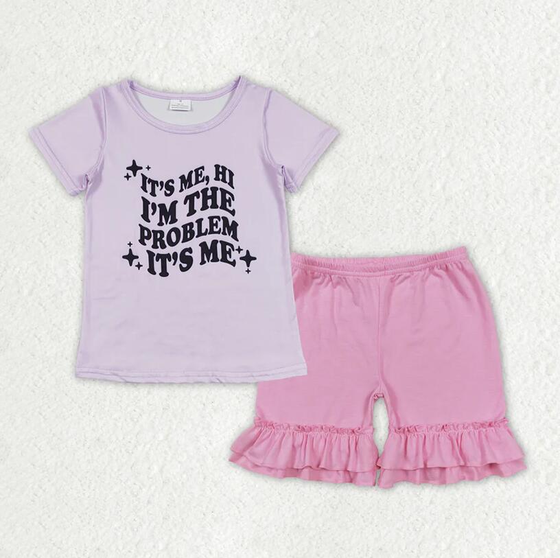 GSSO1379 Taylor Swift Top Cotton Pink Shorts Outfit