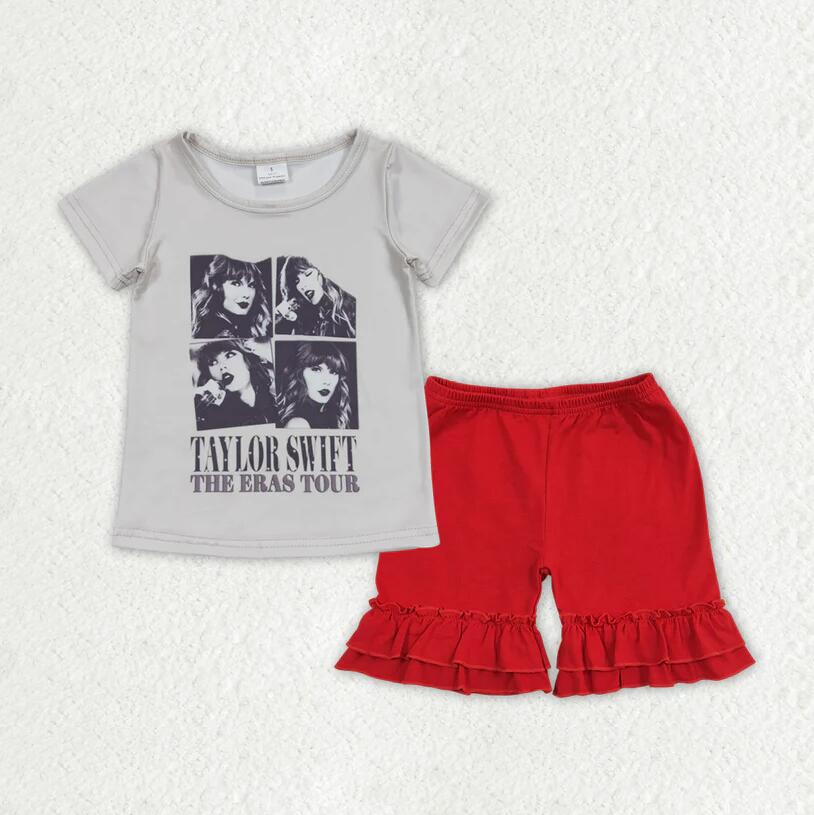 GSSO1376 Taylor Swift The Eras Tour Top Cotton Red Shorts Outfit