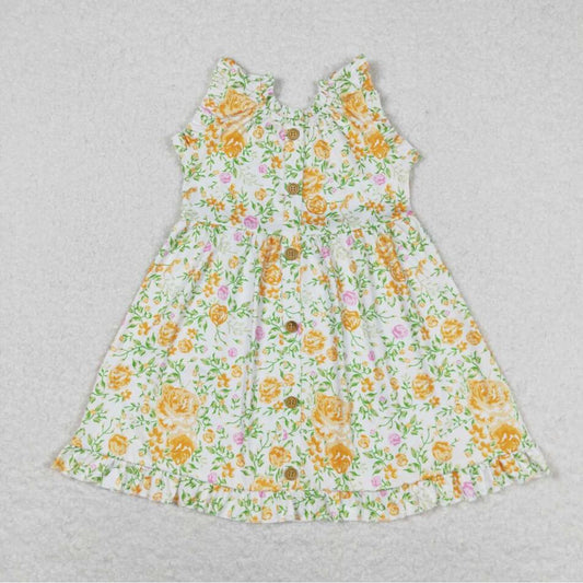 GSD0983 Baby Girls Yellow Flower Sleeveless Dress