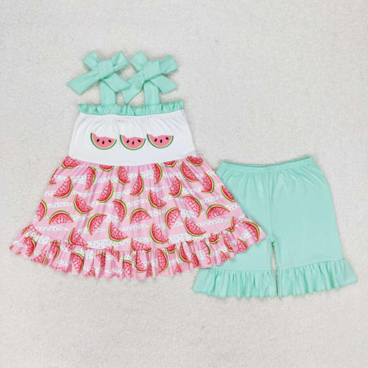 GSSO0709 Summer Baby Girls Watermelon Shorts Set