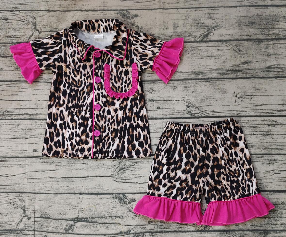 Leopard Wholesale Baby Kids Wear Boutique Kid Clothing Set