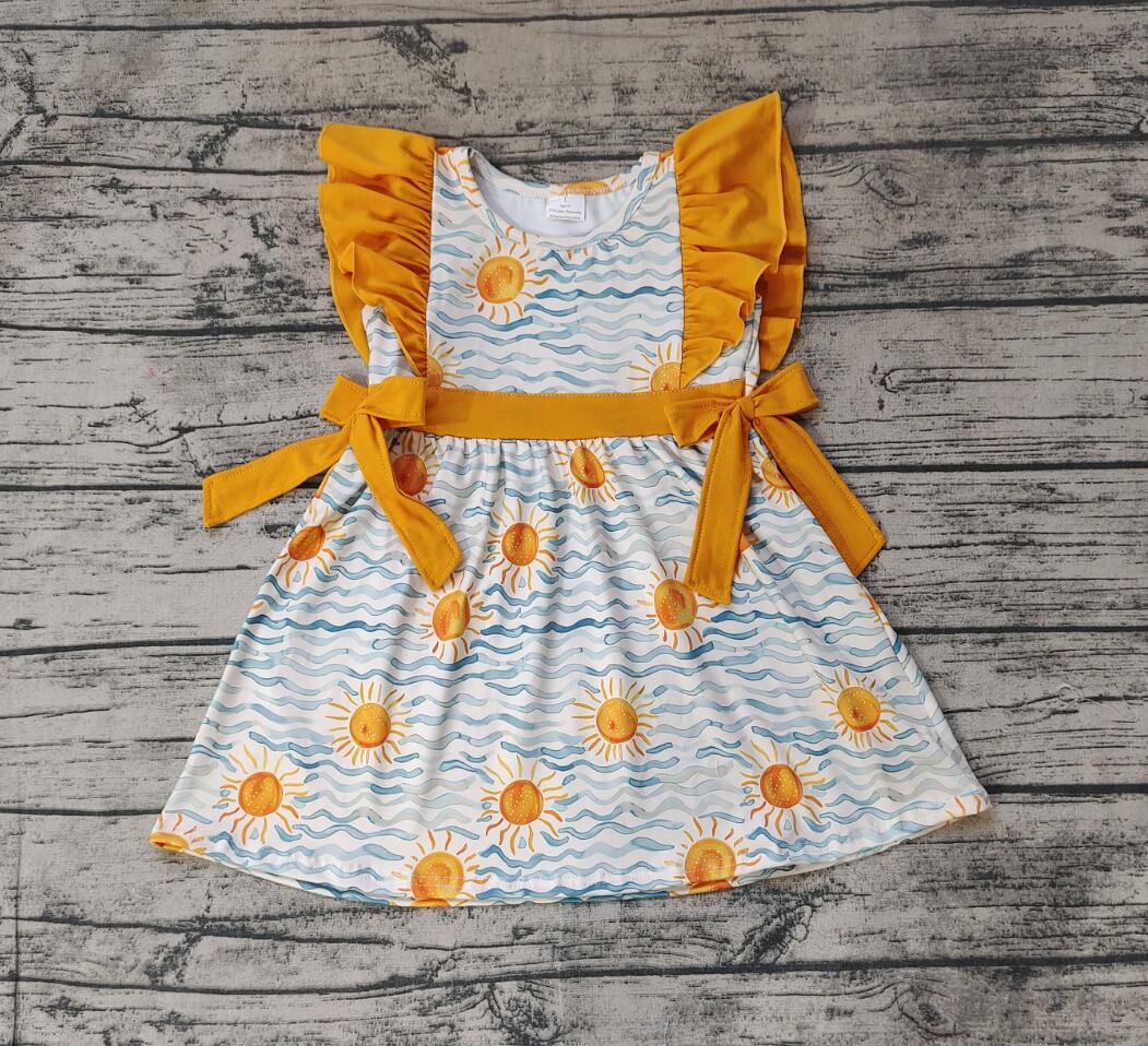 Orange Girl Summer Design Short Sleeve Children Dresses – Jojo-002