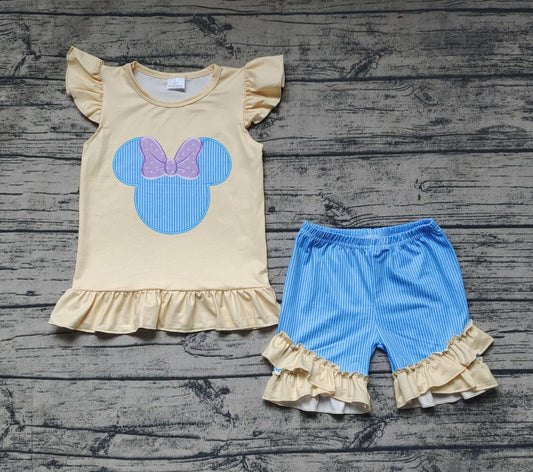 Blue Cartoon Wholesale Baby Kids Wear Boutique Kid Clothing Set