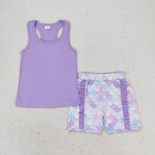 GSSO1060 Baby Girls Purple Top Floral Ruffle Shorts Outfit