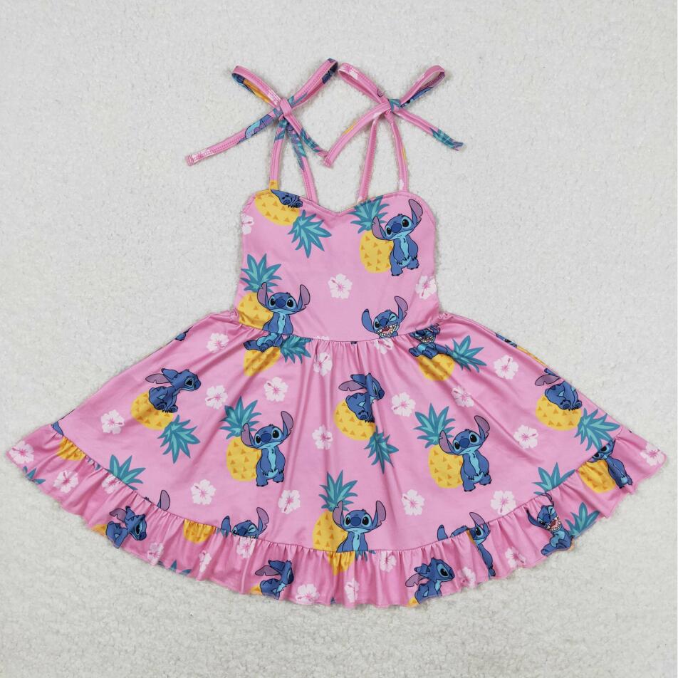 GSD1080 Baby Girls Cartoon Blue Animal Dress