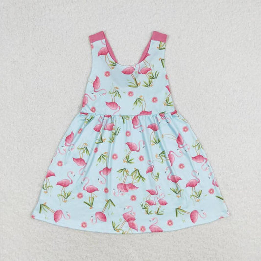 GSD0693 Baby Girls Flamingo Sleevless Dress With Bow