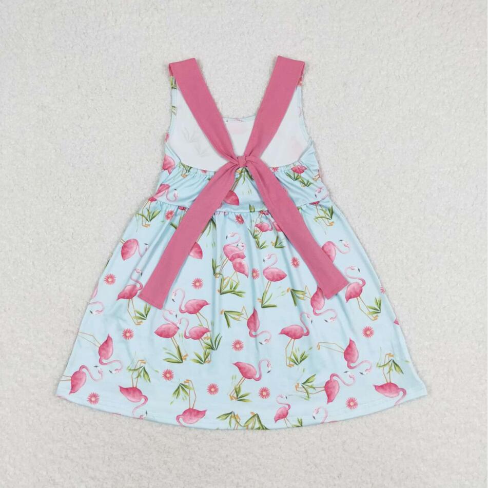 GSD0693 Baby Girls Flamingo Sleevless Dress With Bow