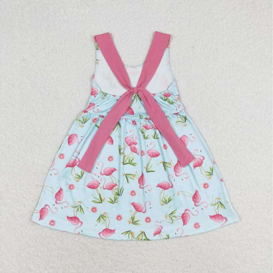 GSD0693 Baby Girls Flamingo Sleevless Dress With Bow