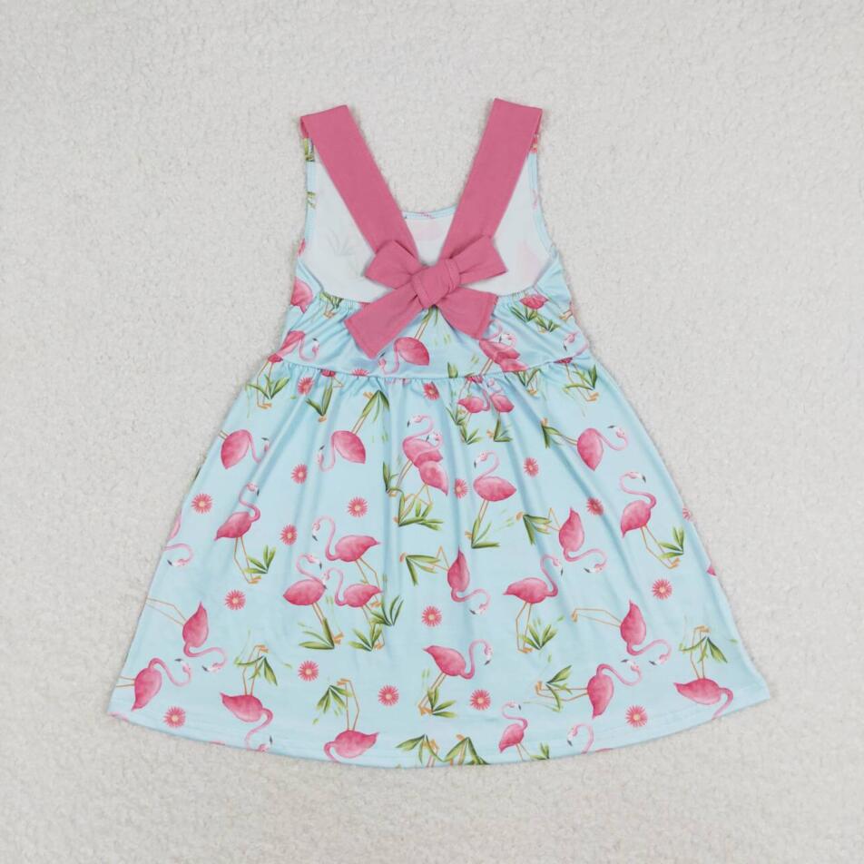 GSD0693 Baby Girls Flamingo Sleevless Dress With Bow