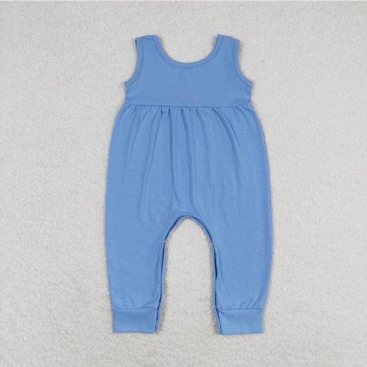 SR1448 Newborn Baby Girls Blue Sleeveless Romper