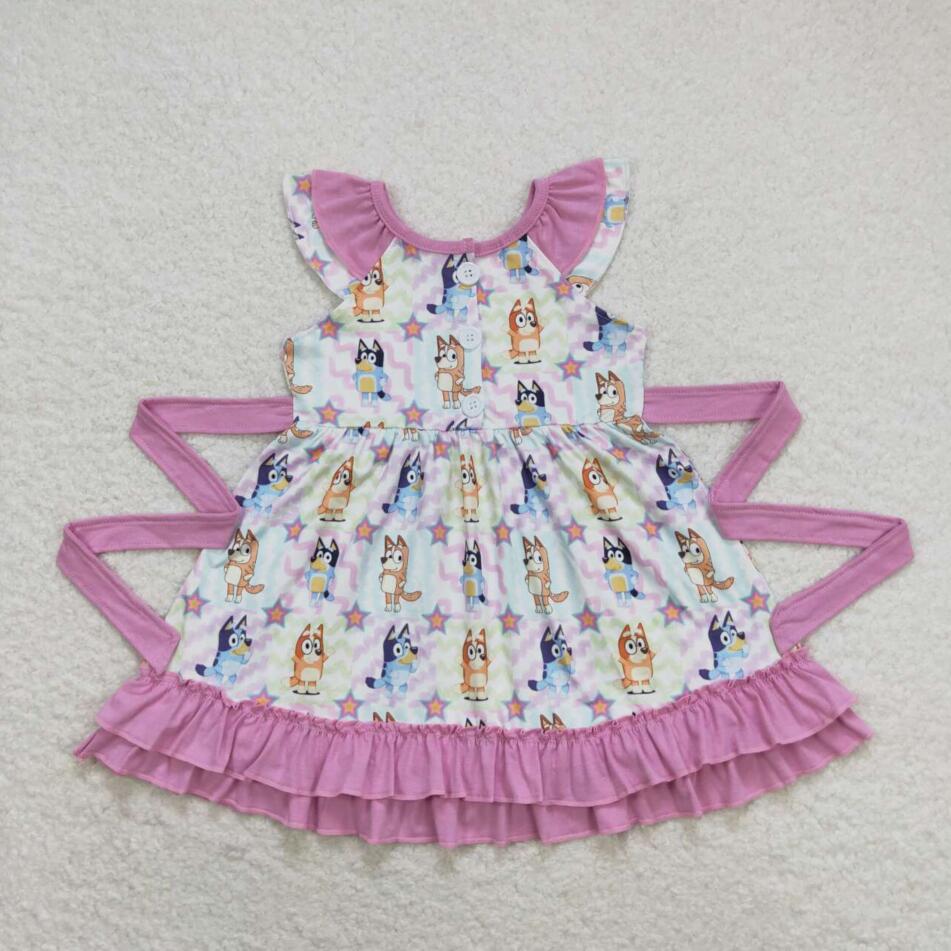 GSD1060 Baby Girls Cartoon Dog Dress With Belt