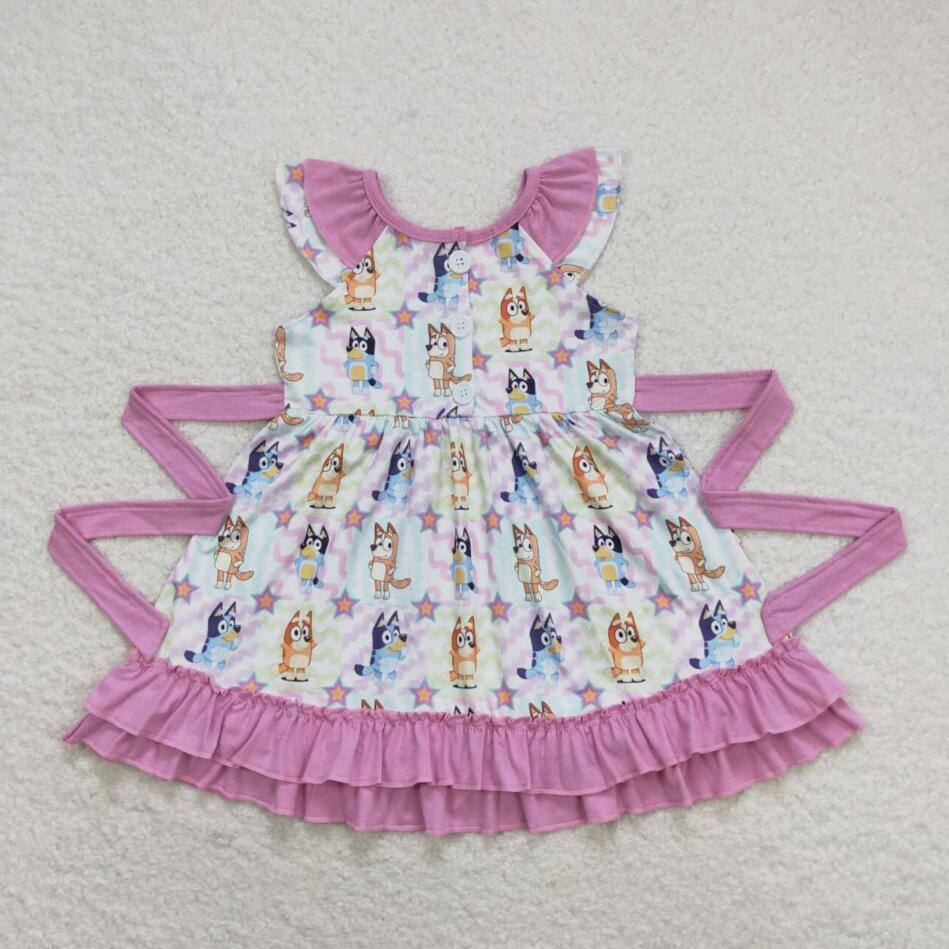 GSD1060 Baby Girls Cartoon Dog Dress With Belt