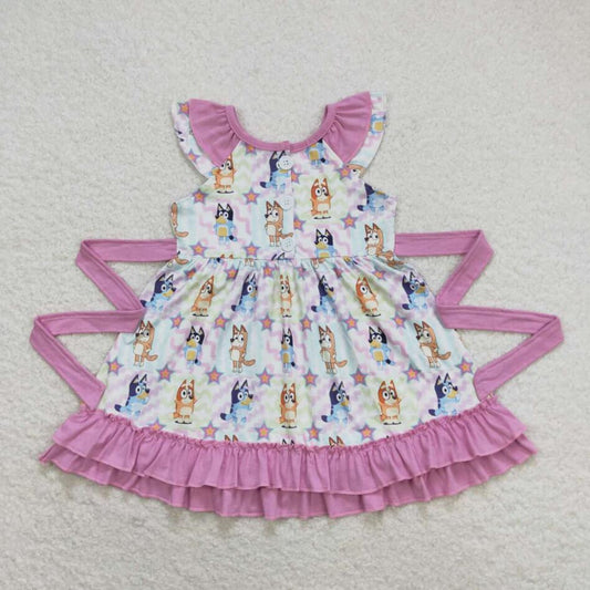 GSD1060 Baby Girls Cartoon Dog Dress With Belt