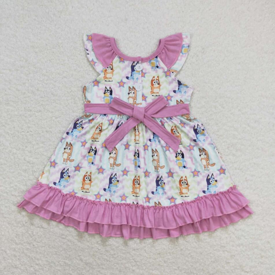 GSD1060 Baby Girls Cartoon Dog Dress With Belt