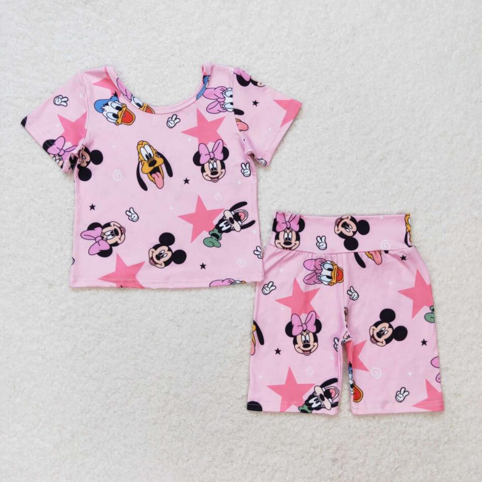 GSSO1279 Summer Baby Girls Cartoon Mouse Duck Shorts Set