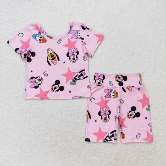 GSSO1279 Summer Baby Girls Cartoon Mouse Duck Shorts Set