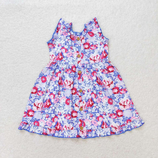 GSD0977 Baby Girls Purple Floral Sleveless Dress