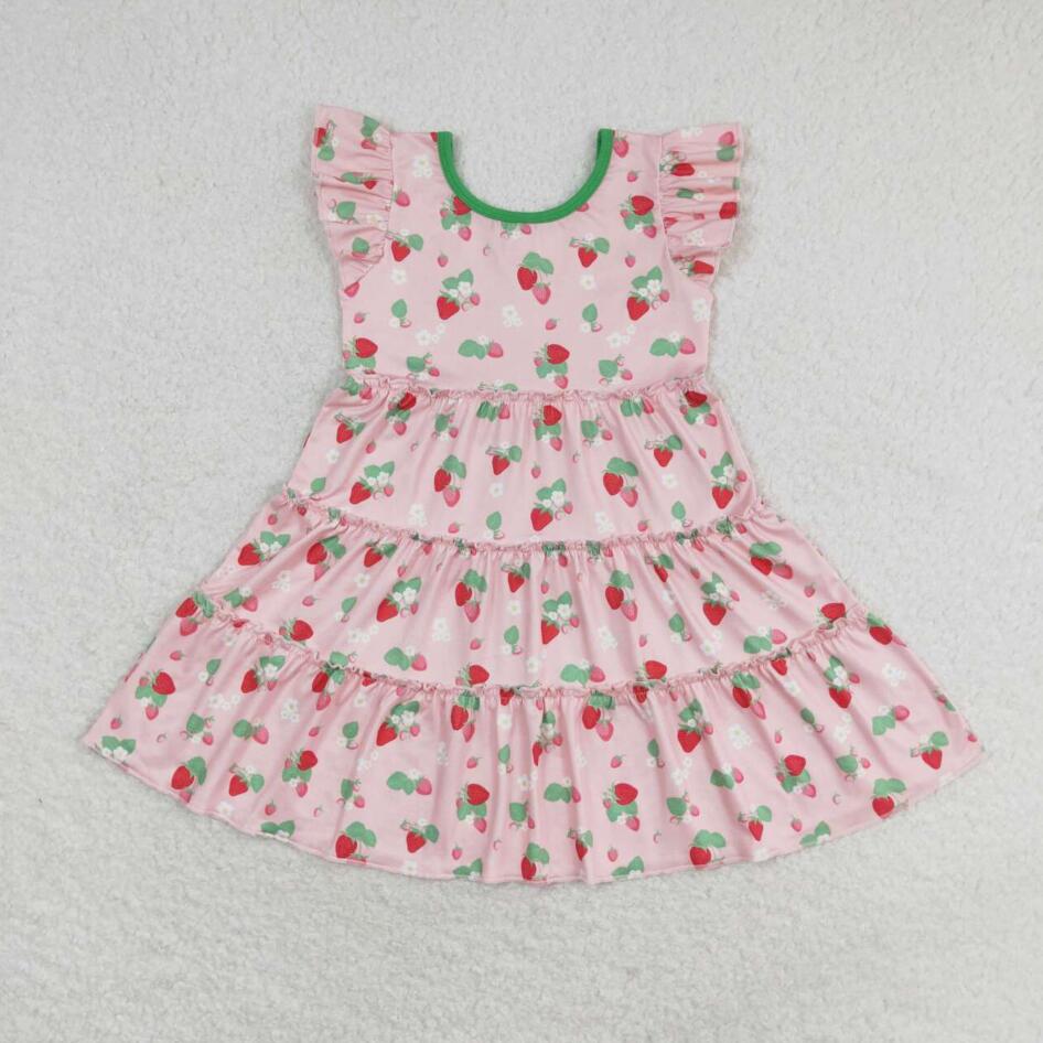 GSD1087 Baby Girls Strawberry Short Sleeve Dress