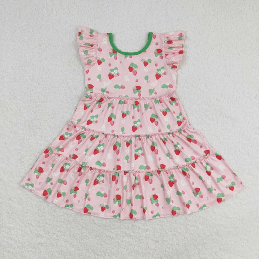 GSD1087 Baby Girls Strawberry Short Sleeve Dress