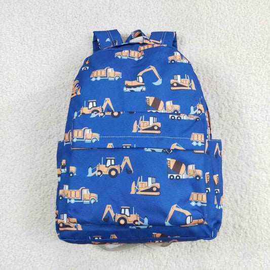 BA0169 Kids Boys Excavator Bulldozer Print Backpack School Bag