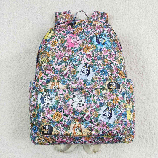 BA0188 Baby Cartoon Blue Dog Flower Packback School Bag