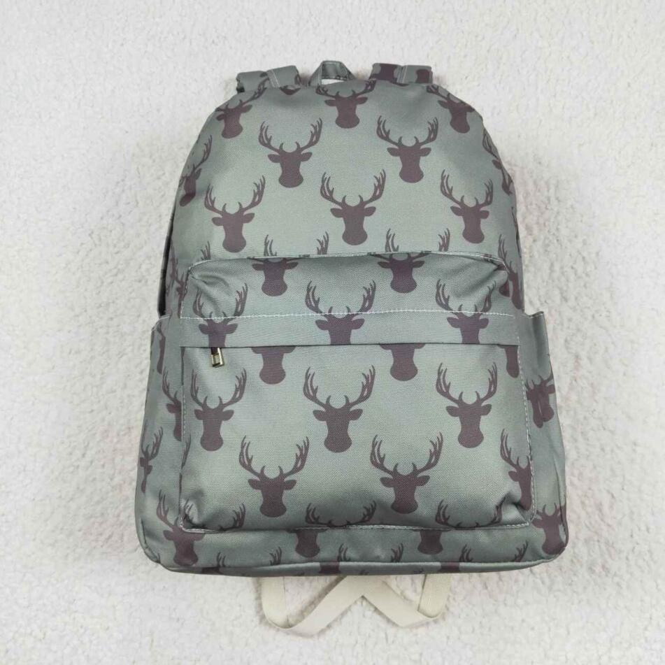 BA0171 Kids Boys Green Deer Print Backpack School Bag